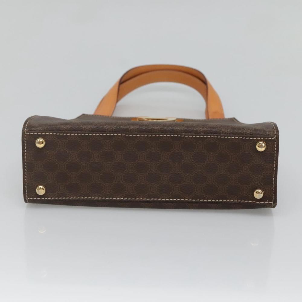CELINE Macadam Canvas Hand Bag PVC Leather 2way Brown Gold Auth MX358 - Picture 5 of 16